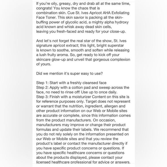 St. Ives Apricot exfoliating Facial toner 6.68 Fl oz - Picture 8 of 8